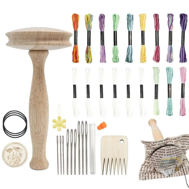 Wooden Darning Tool Kit Mushroom Darner DIY Handicraft Mending Tool Set