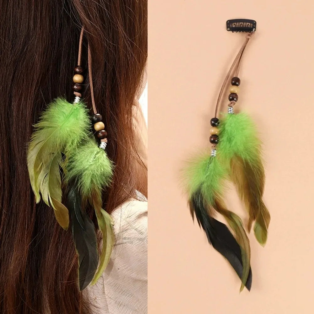 Boho Feather Hair Clips Headdress Festival Hair