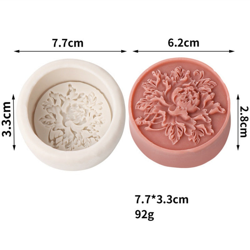 Round Peony Silicone Soap Moulds DIY Candle Resin Chocolate Ice Soap Making Tool