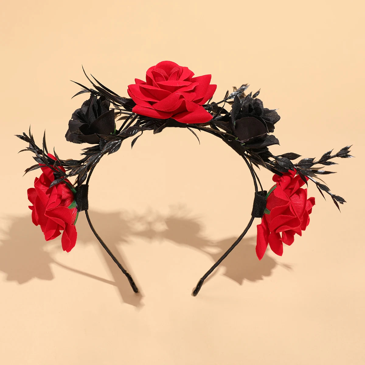 Red and Black Rose Headband Festival Performance Headband