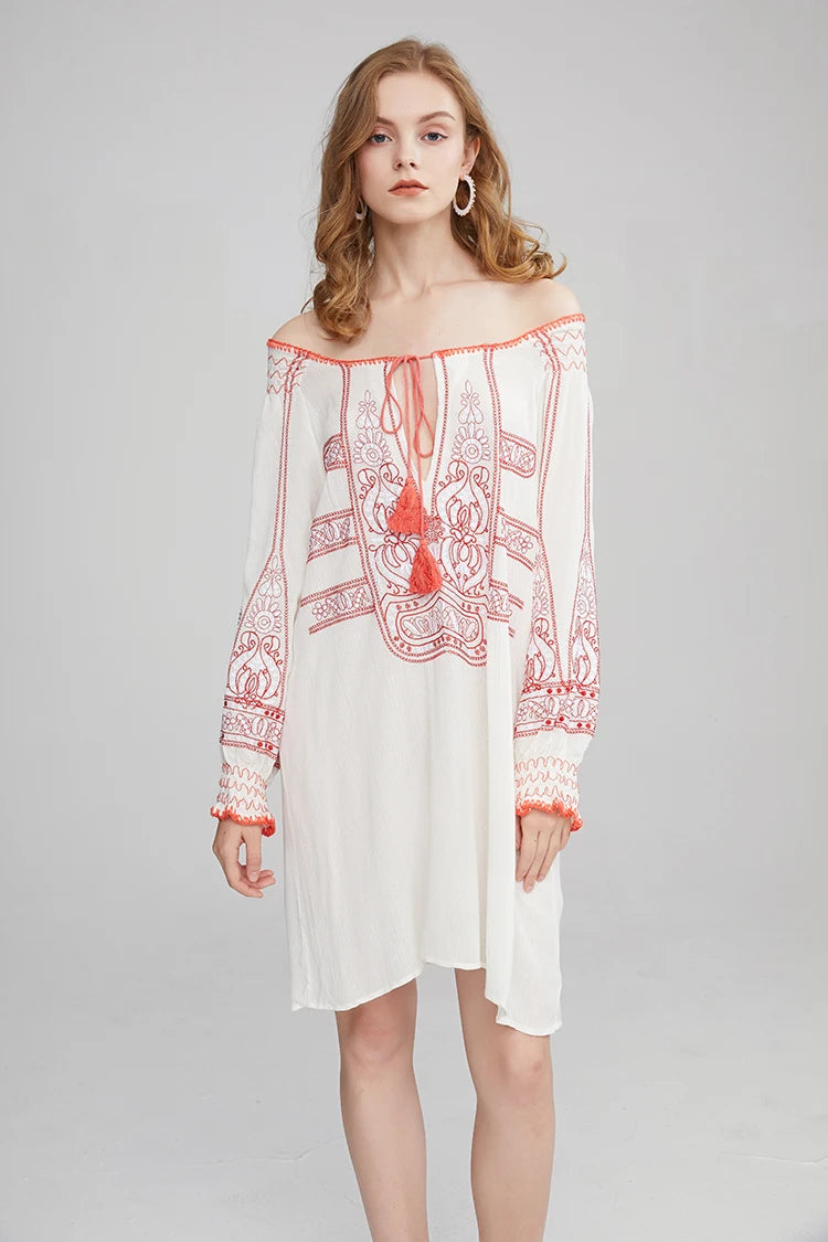 Mirai's Embroidered Boho Dress