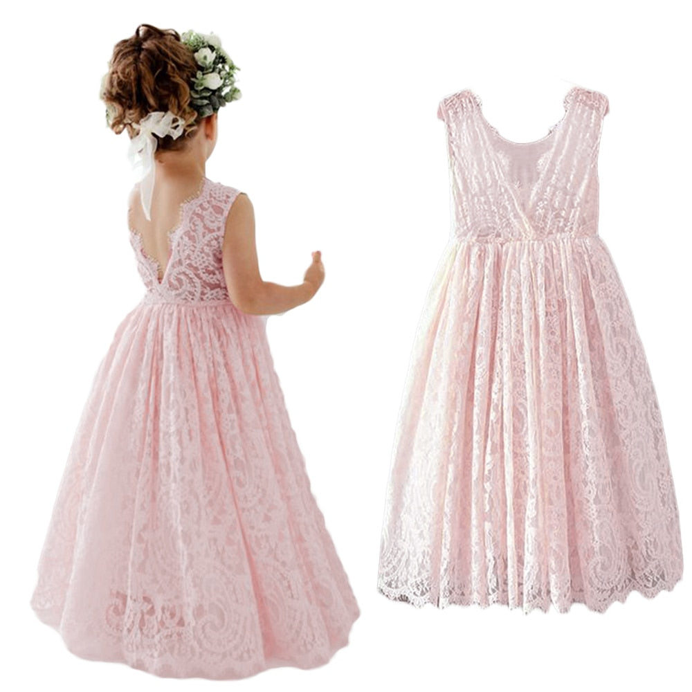Girls Lace Bohemian Long Photoshoot Dresses