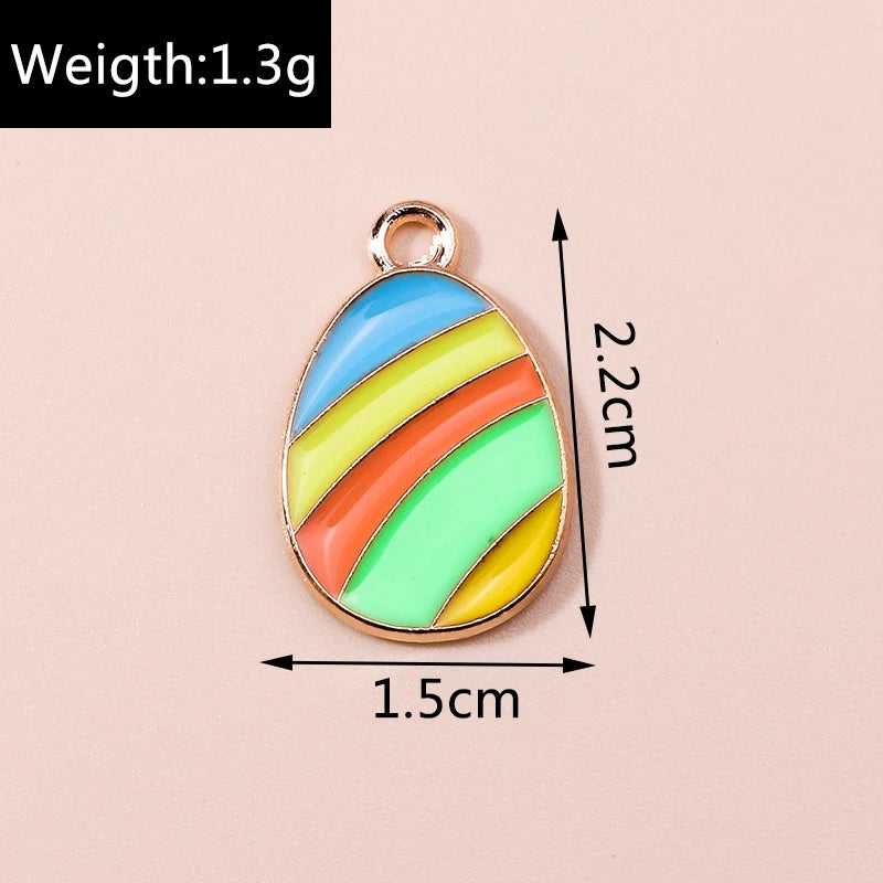 Ten Easter Eggs Charms for DIY Jewellery Making Craft