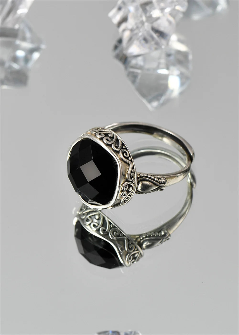 The Night's Court S925 Sterling Silver Ring Ancient Totem Rhombus Agate