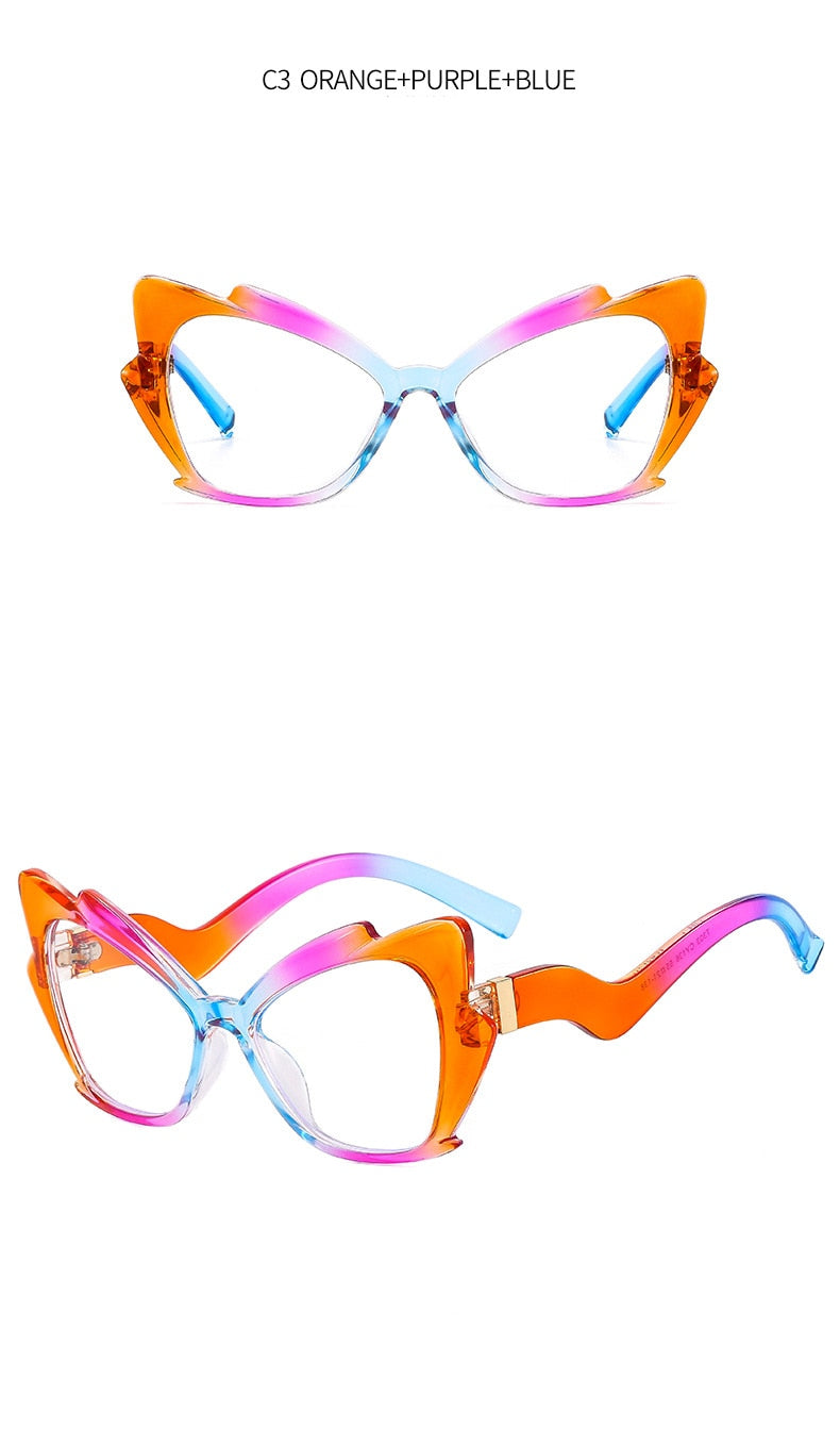 Blue Light Reading Glasses Butterfly Cat Eye Glasses Frame Clear Lens