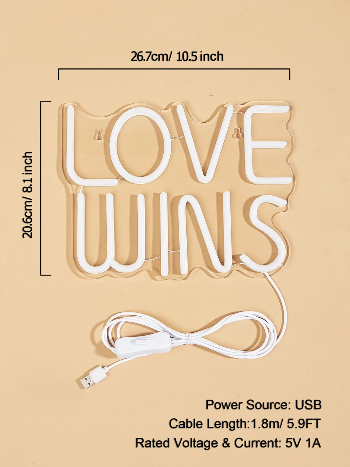 LED Neon Sign LOVE WINS USB Night Light Wall Art Decor Lamp