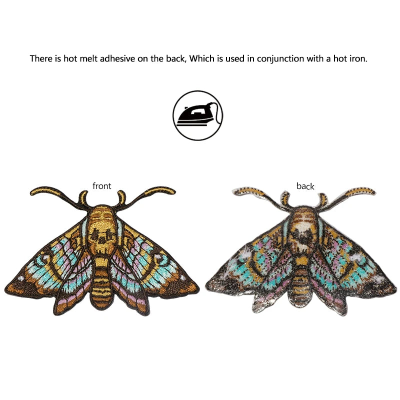Death Moth Embroidered Patch Iron On DIY Craft
