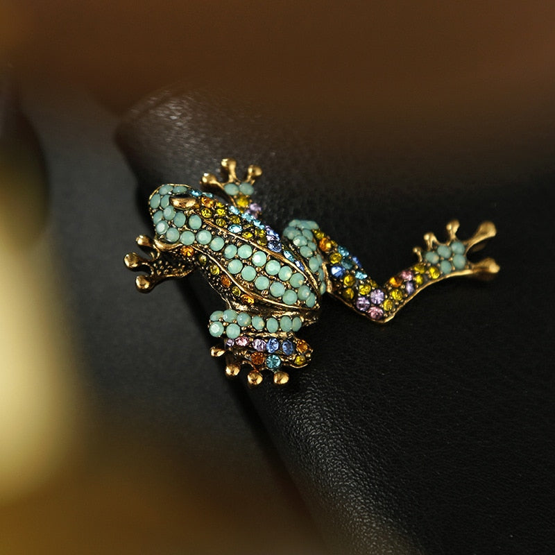 Rainbow Crystal Frog Brooch