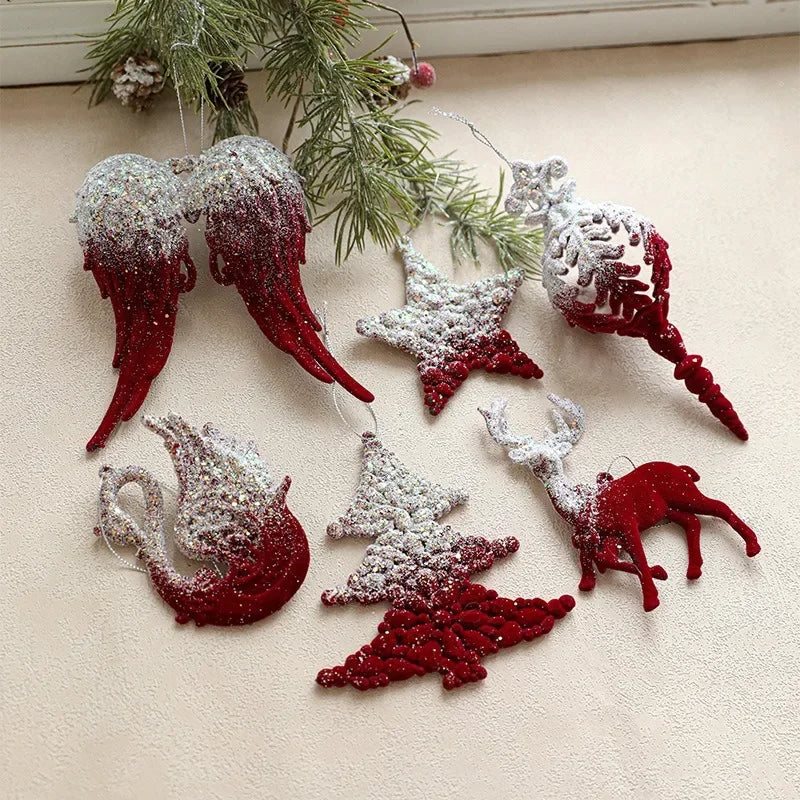 Christmas Snow Kissed Hanging Ornaments Ballet Girl Elk Swan