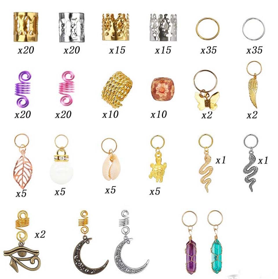 DIY Hair Jewellery Braid Cuffs and Clip Dreadlocks Beads 232PCS