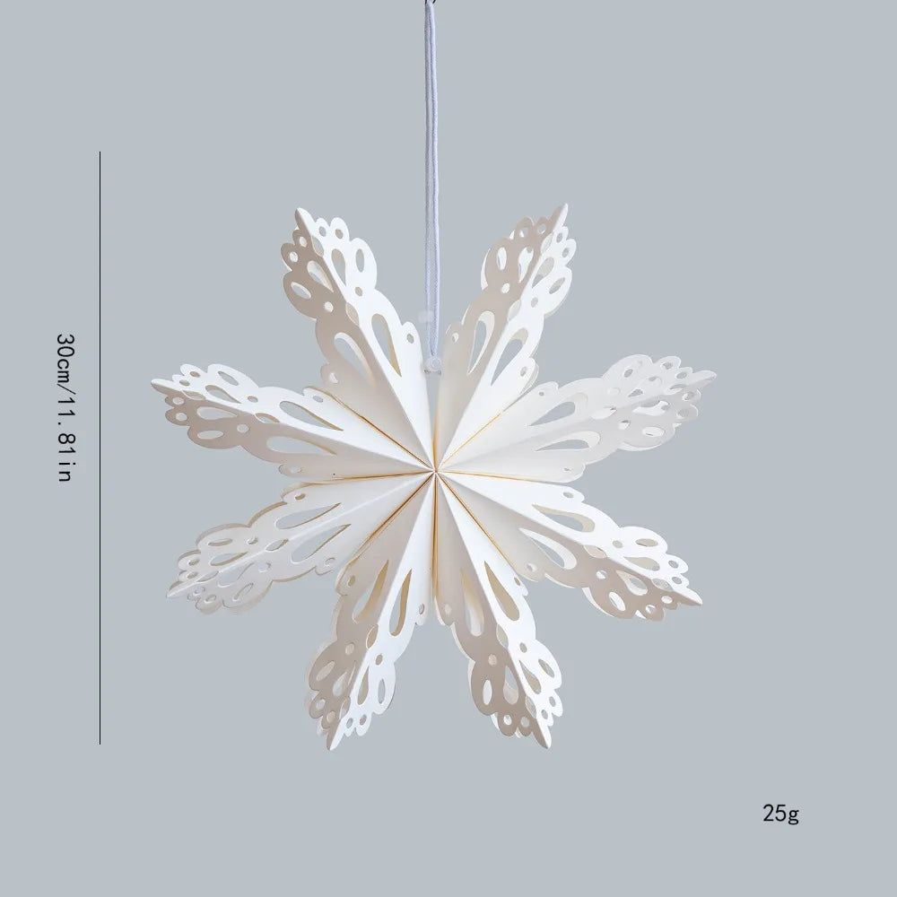 Paper 3D Christmas Tree Lampshade Hanging Snowflake Shape Star Decorative Lampshade Ceiling Pendant 30cm