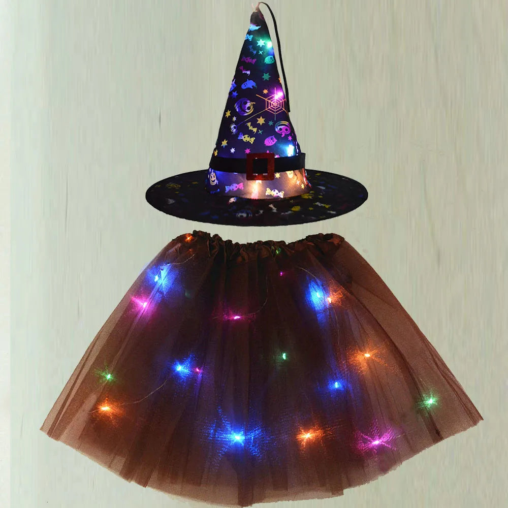 LED Witch Stars Tutu Skirt Glow Party Costumes Halloween