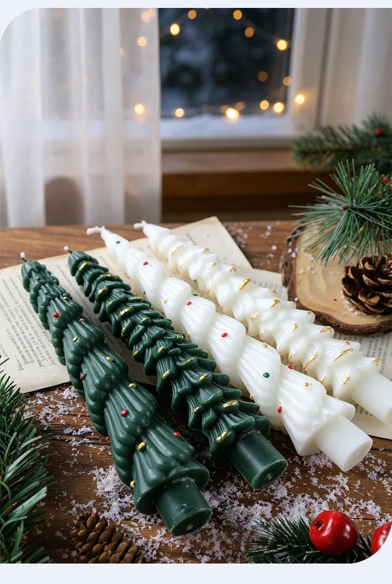 Christmas Tree Taper Candle Pine Tree Candlestick Xmas Dinner Table Decor