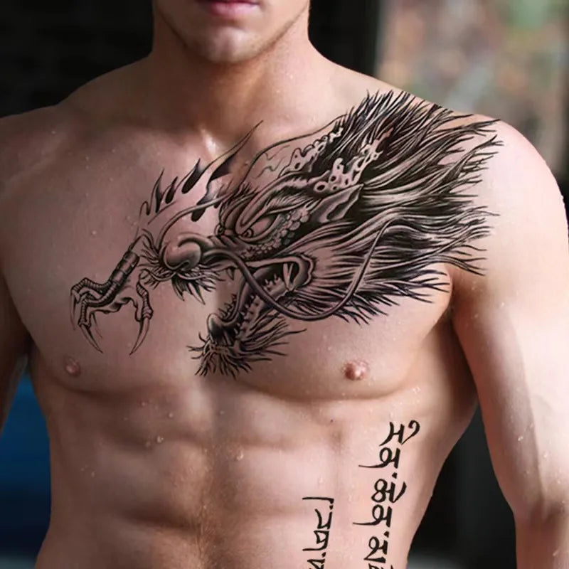 Dark Flower Collar Body Art Temporary Tattoo Chest Clavicle Tattoo Sticker