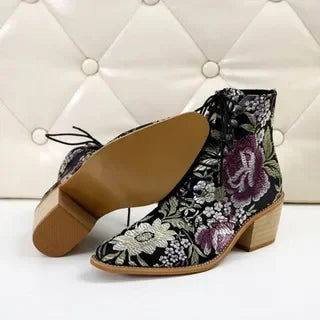 Marie Antoinette Handmade Embroidered Ankle Boots