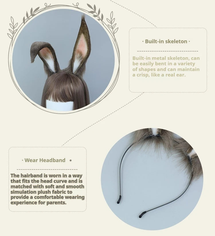 Bunny Ear Headband Cosplay Plush Animal Headdress
