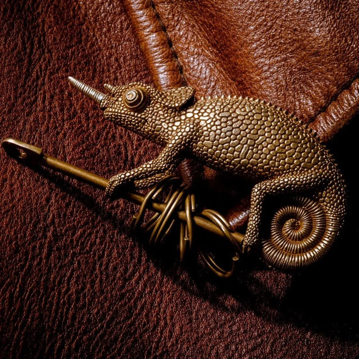 Brass Jackson's Chameleon Keychain