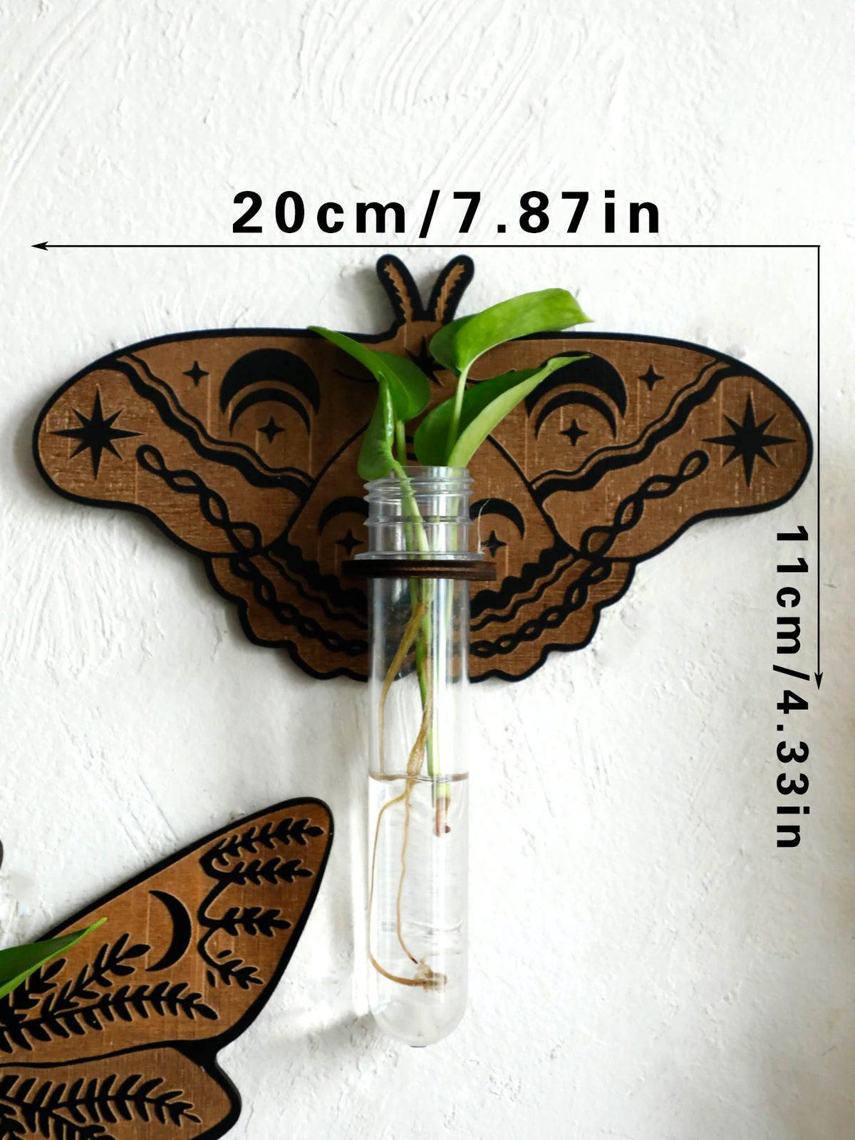 Butterfly Wall-Mounted Propagation Station Wooden Hanging Plant Holder with Plastic Tubes for Indoor Plants