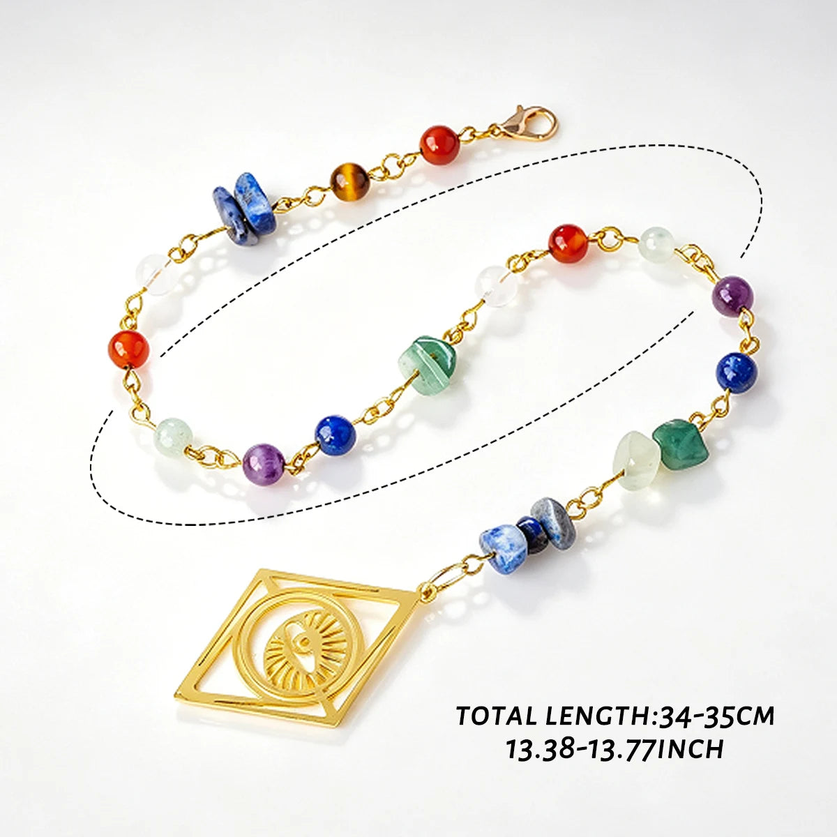 A pair of Handmade Natural Stone Chip Beaded Hair Chain Sun and Moon