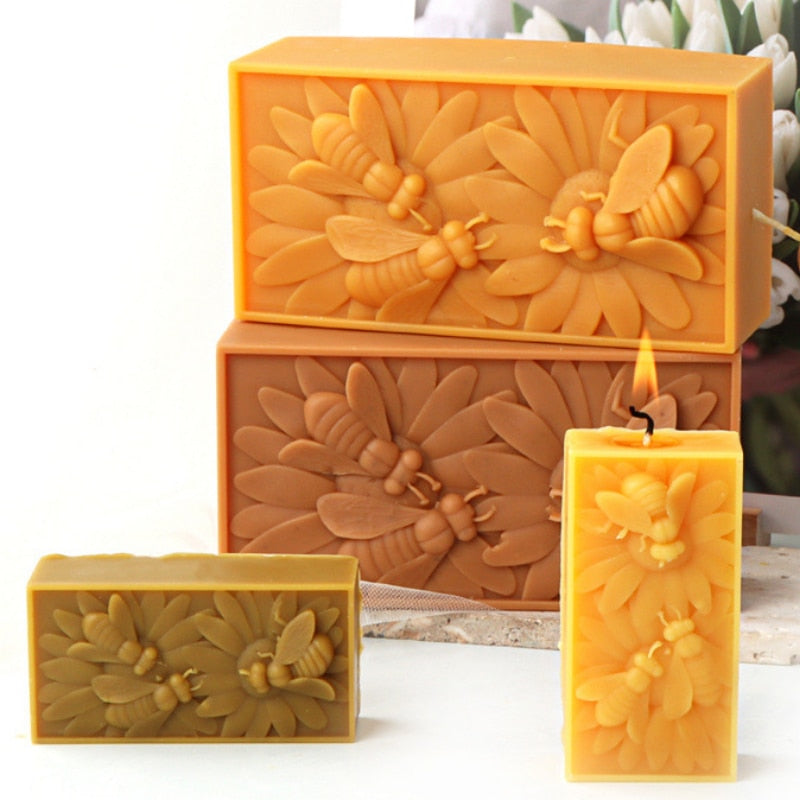 Bee Flower Silicone Mould DIY Soap Resin Baking Plaster Candle Making Moulds