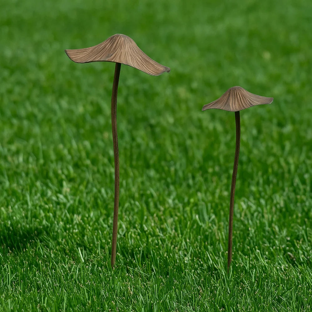 Garden Metal Rusty Mushroom Stakes