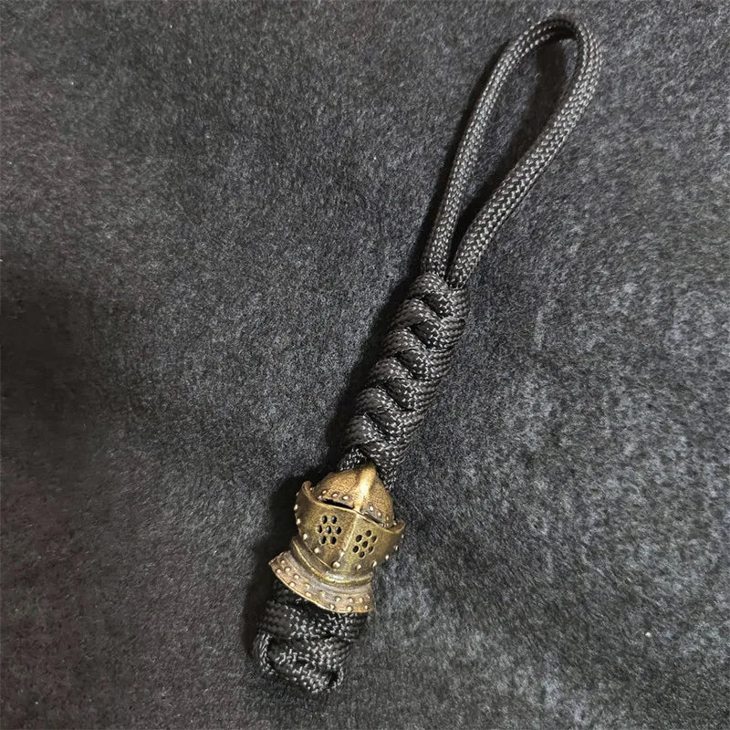 Brass Spartan Warrior Helmet Paracord Beads Lanyard Dreadlock Beard Bead