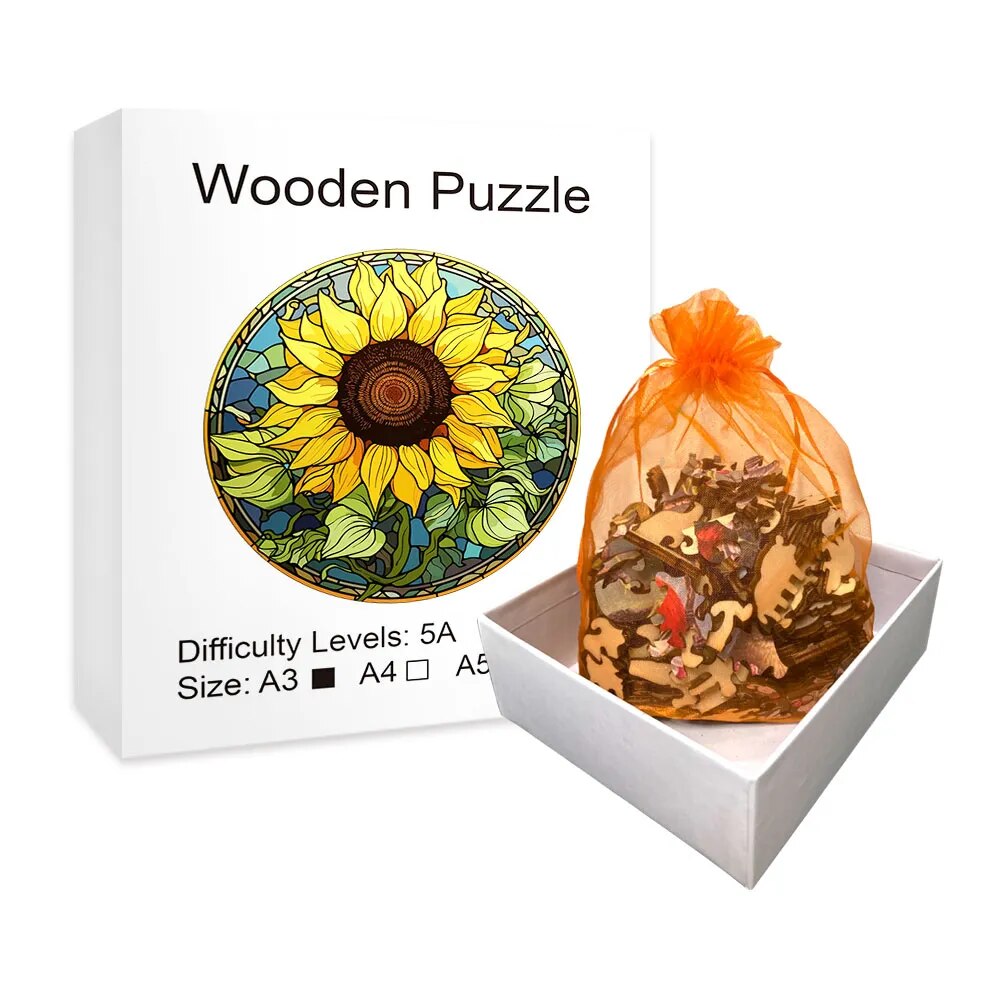 Golden Sunflower Wooden Jigsaw Puzzle