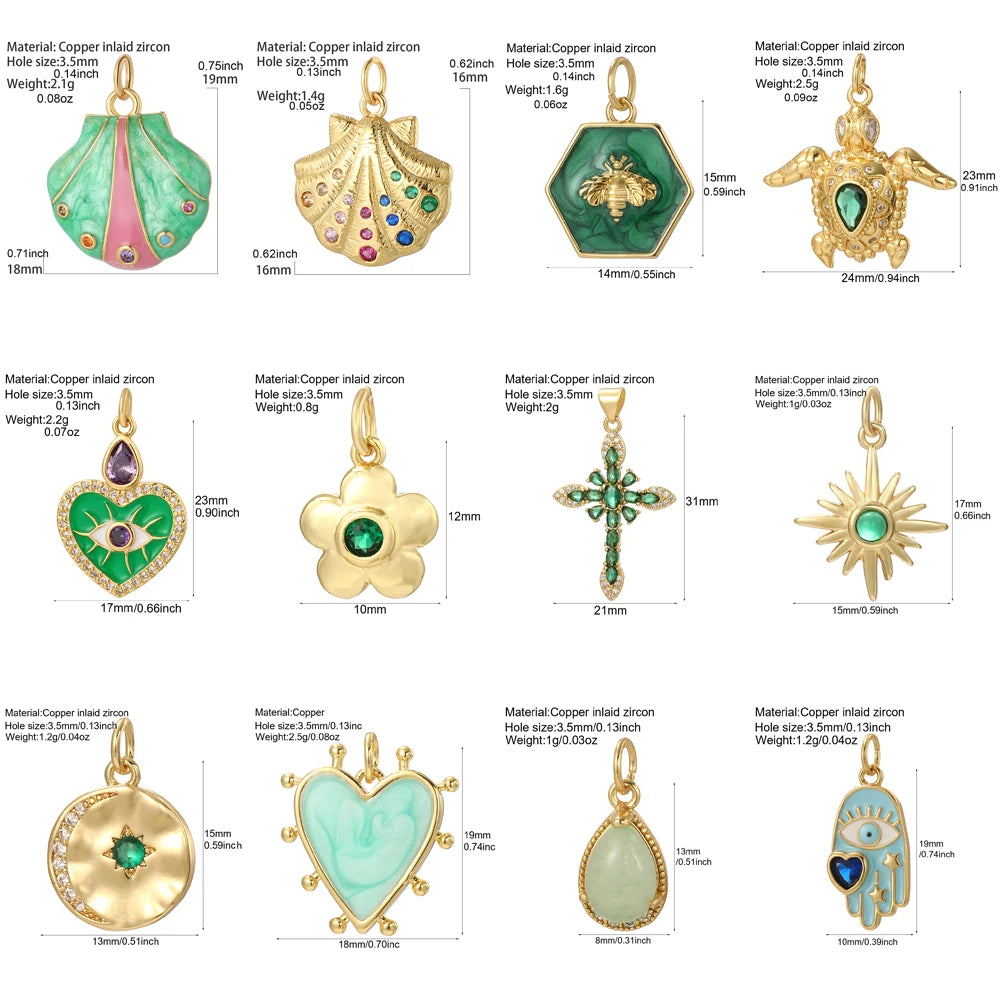 Green Charms Jewellery Making Supplies Necklace Bracelet Pendant Charms