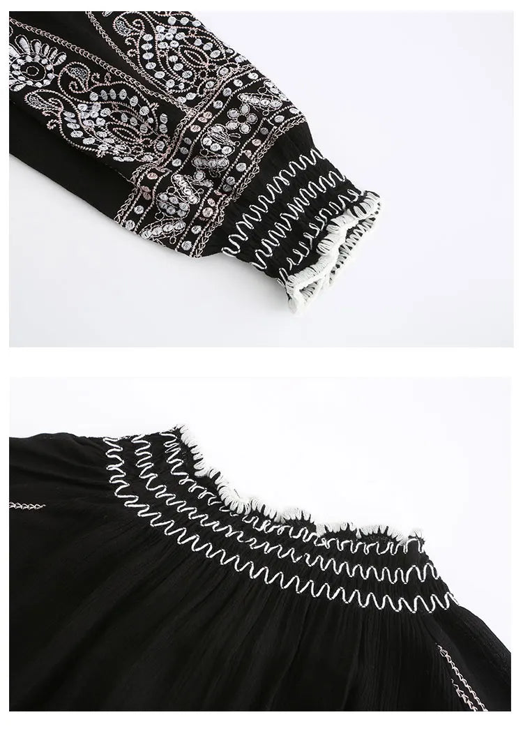 Mirai's Embroidered Boho Dress