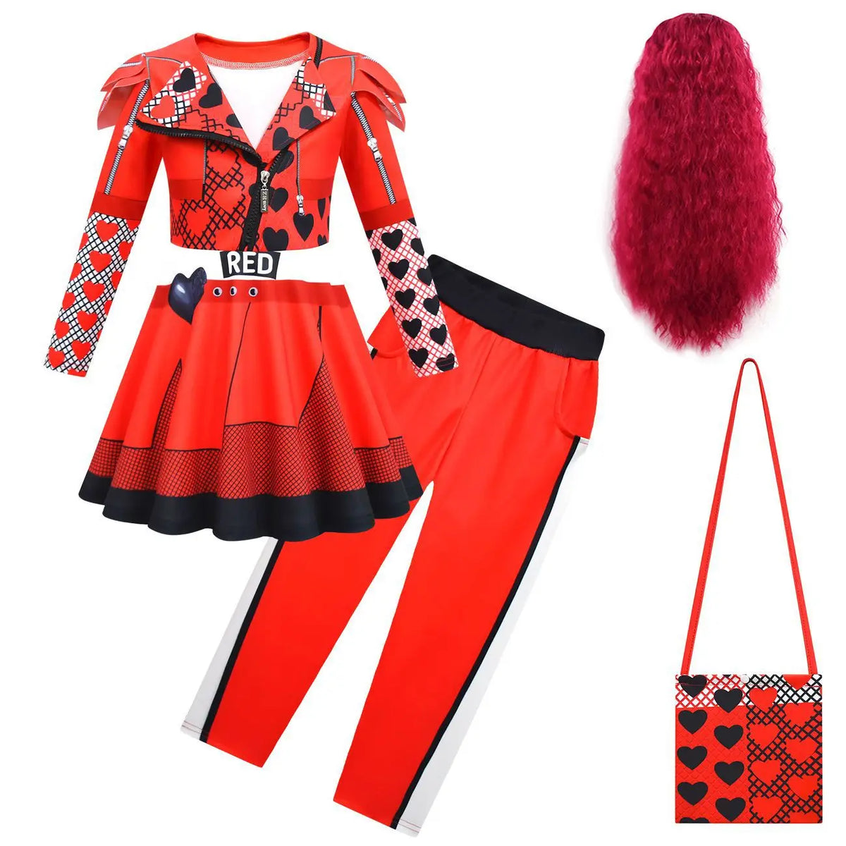 Descendants Red Costumes Girl Halloween Costumes The Rise of Red Cosplay Dress 3-12Y