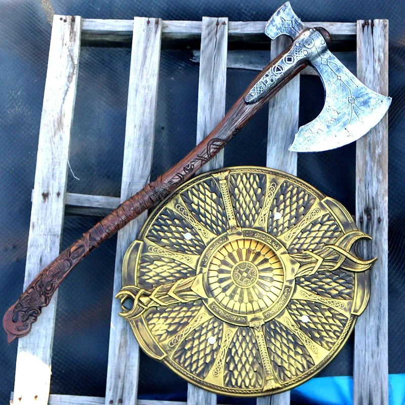 God of War Game Rubber Cosplay Props Guardian Shield Axes Blades Katana Sword