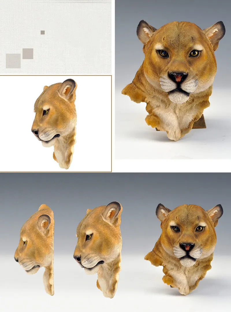 Resin Tiger Lion Wolf Bear Animal Head Wall Decor
