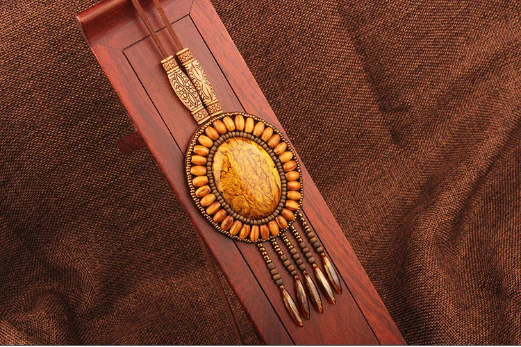 Handmade Beaded Leather Boho Necklaces