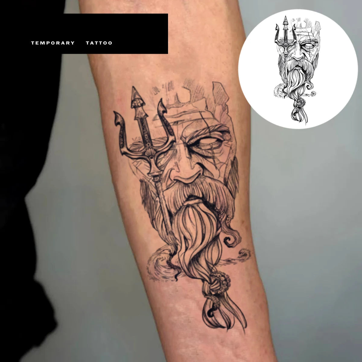 Poseidon's Wrath Temporary Tattoo