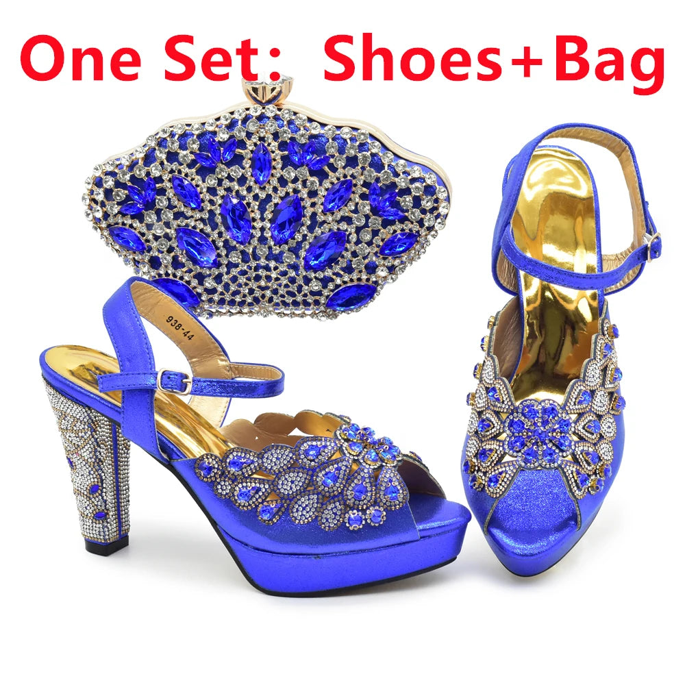Peacock Peep-Toe Party Pumps Matching Bag and Shoes Set