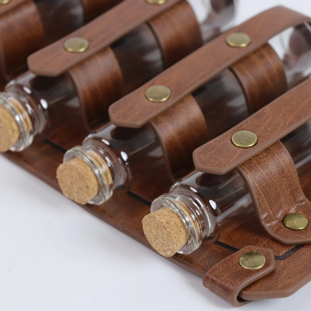 Apothecarist Medieval Leather Vial Holder Alchemy Potion Bottle Carrier for LARP Cosplay Belt Accessory