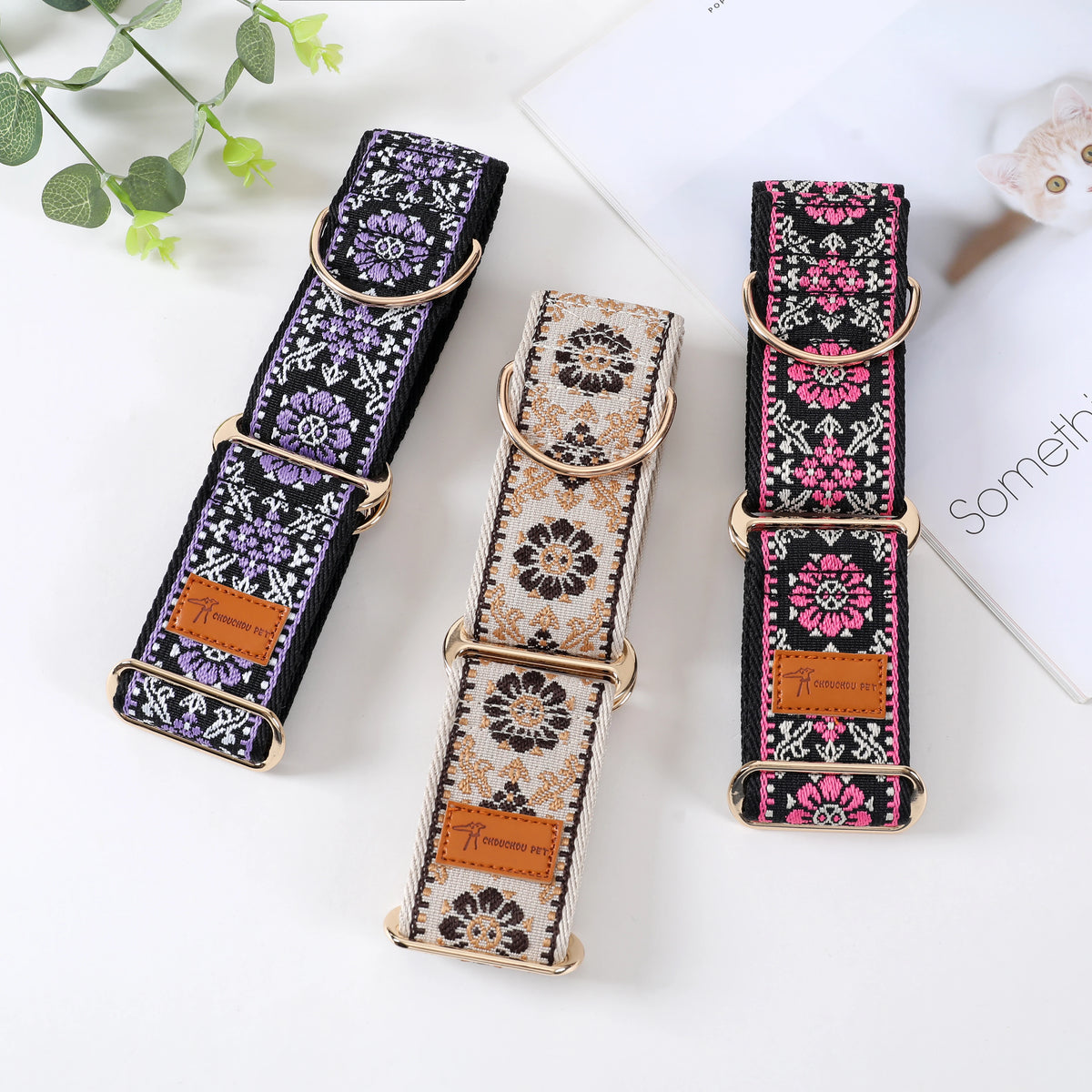Embroidered Pet Collar Adjustable Small-Large Dog Accessories