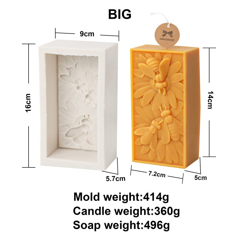Bee Flower Silicone Mould DIY Soap Resin Baking Plaster Candle Making Moulds