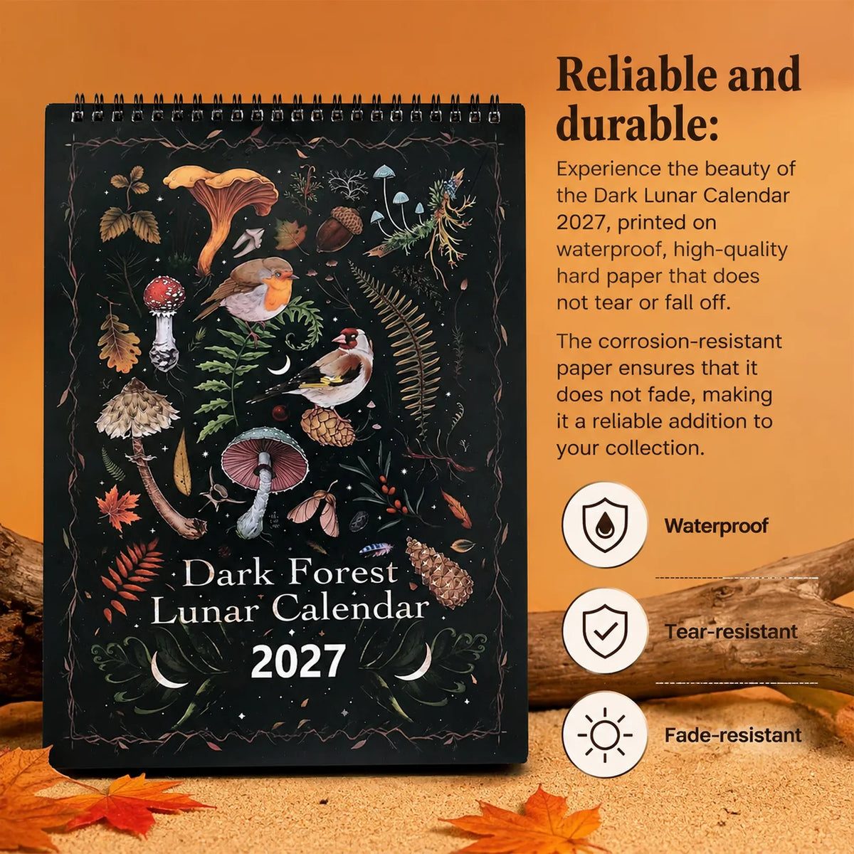 2027 Dark Forest Lunar Wall Calendar 12-Month Moon Phases