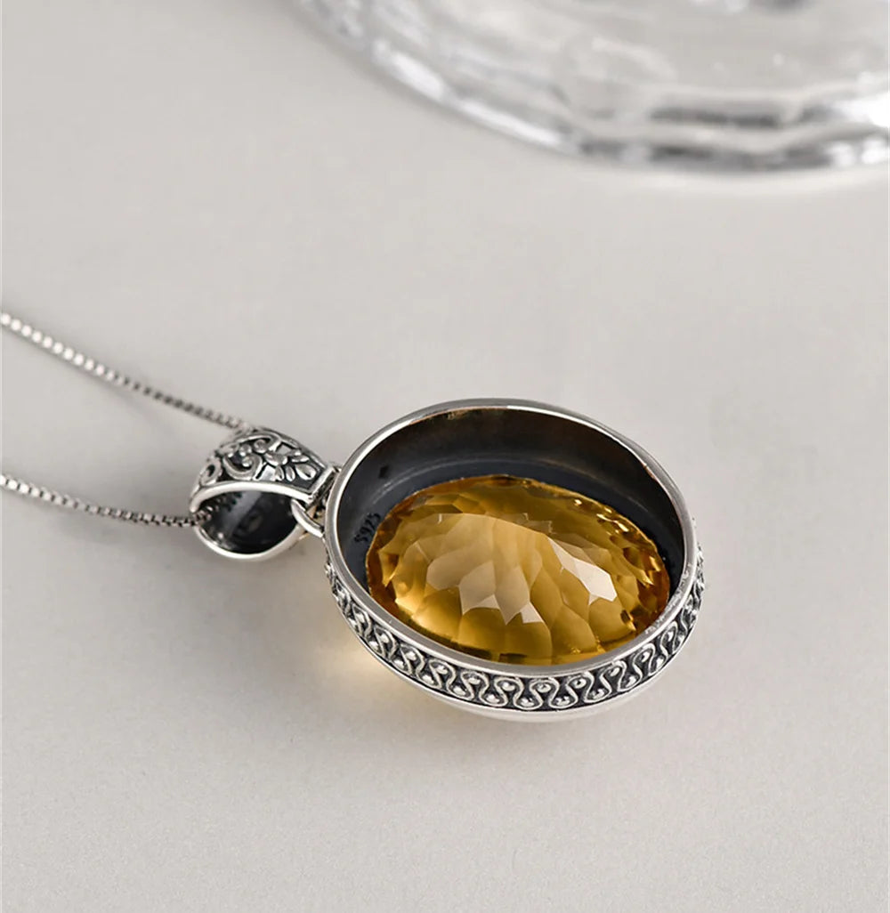 The Eye of Persuasion S925 Sterling Silver Pendant Natural Yellow Crystal