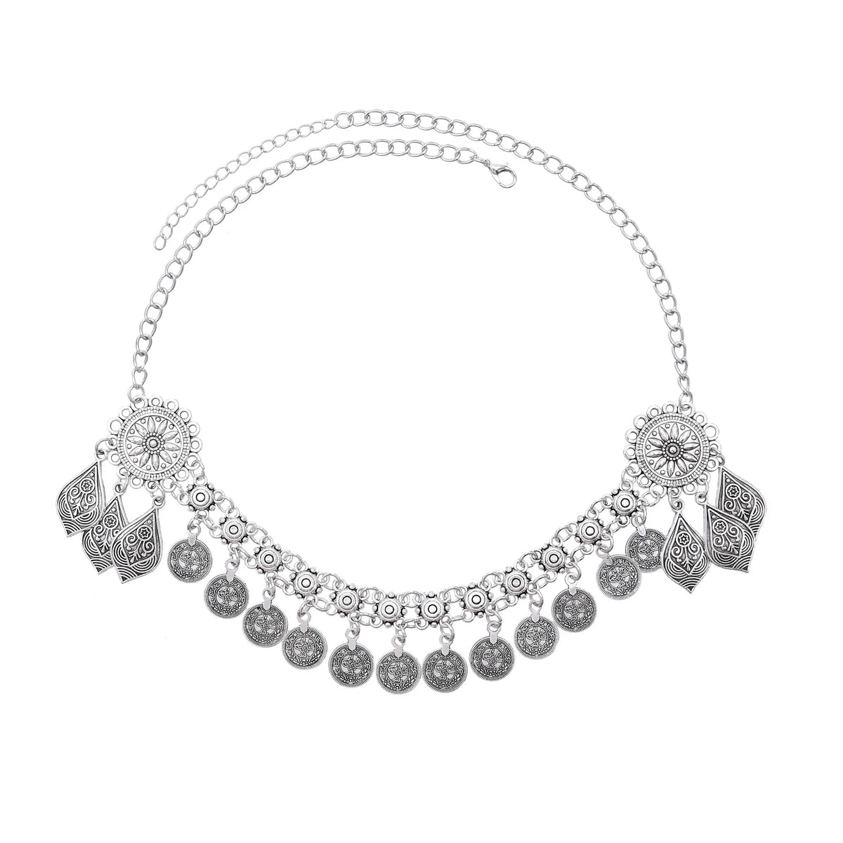 Kazakh Forehead Chain Silver Tassel Headband
