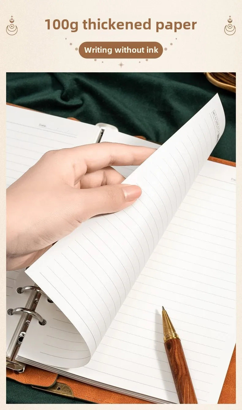 A5 Leather Loose-leaf Binder Notebook with 240 Inner Pages