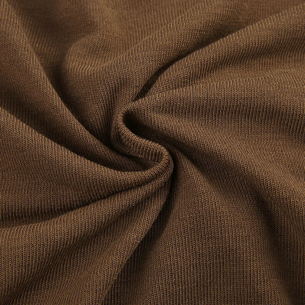 Y2k Chocolate Brown Flare Sleeve Top Matching Grunge Skirt