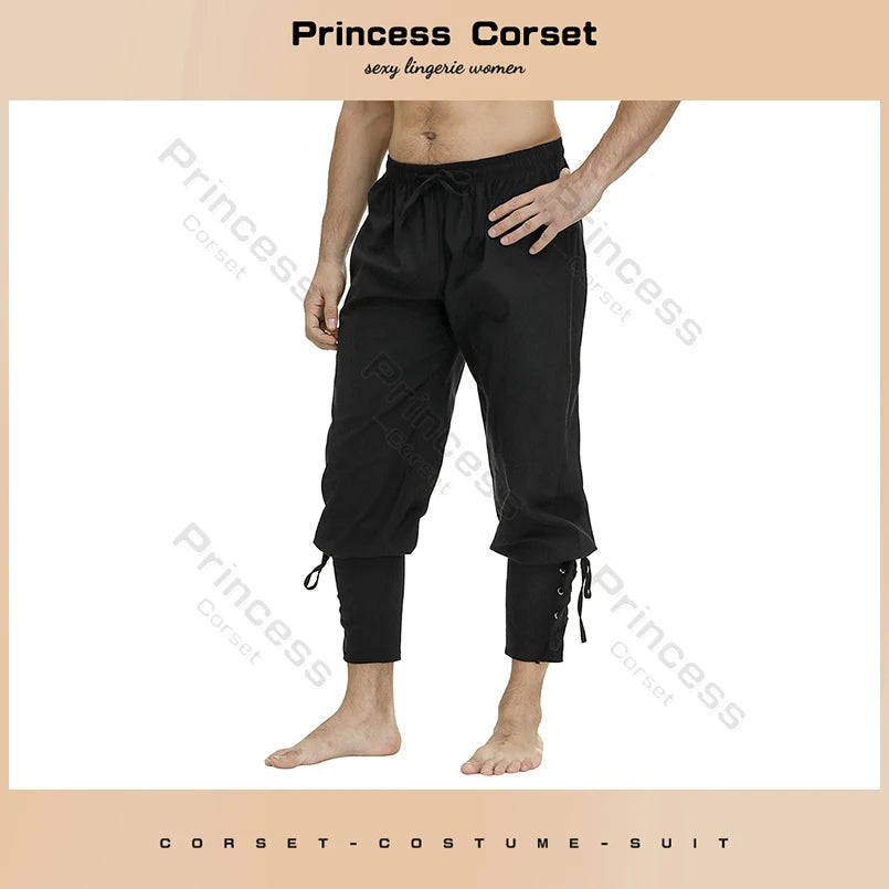 Medieval Pants Viking Costume Pirate Trousers Lace Up Renaissance LARP Cosplay