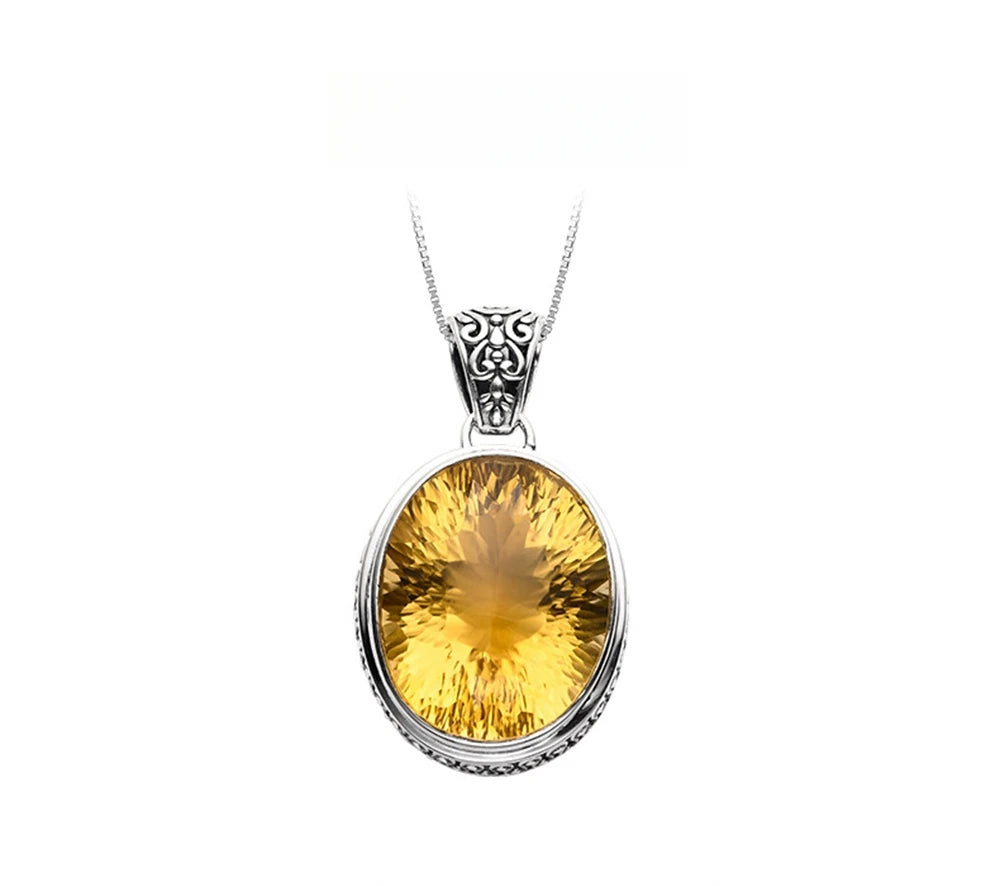 The Eye of Persuasion S925 Sterling Silver Pendant Natural Yellow Crystal