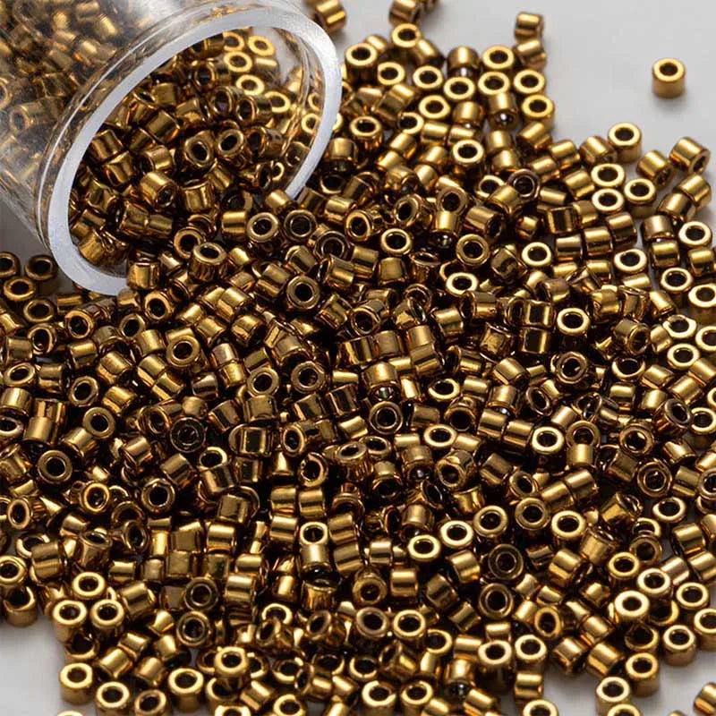 1200pcs 2mm Metallic Bronze Golden Glass Seed Beads for Needlework DIY Jewellery Making