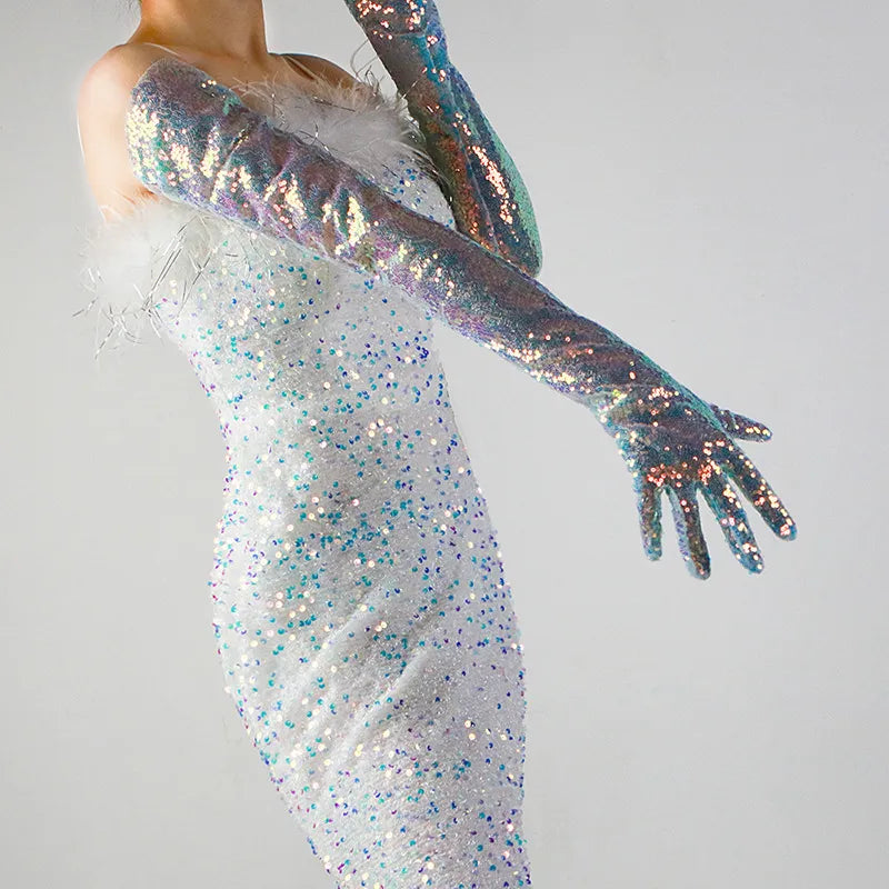 Glitter Gloves 70cm Long Gloves 26 Colours