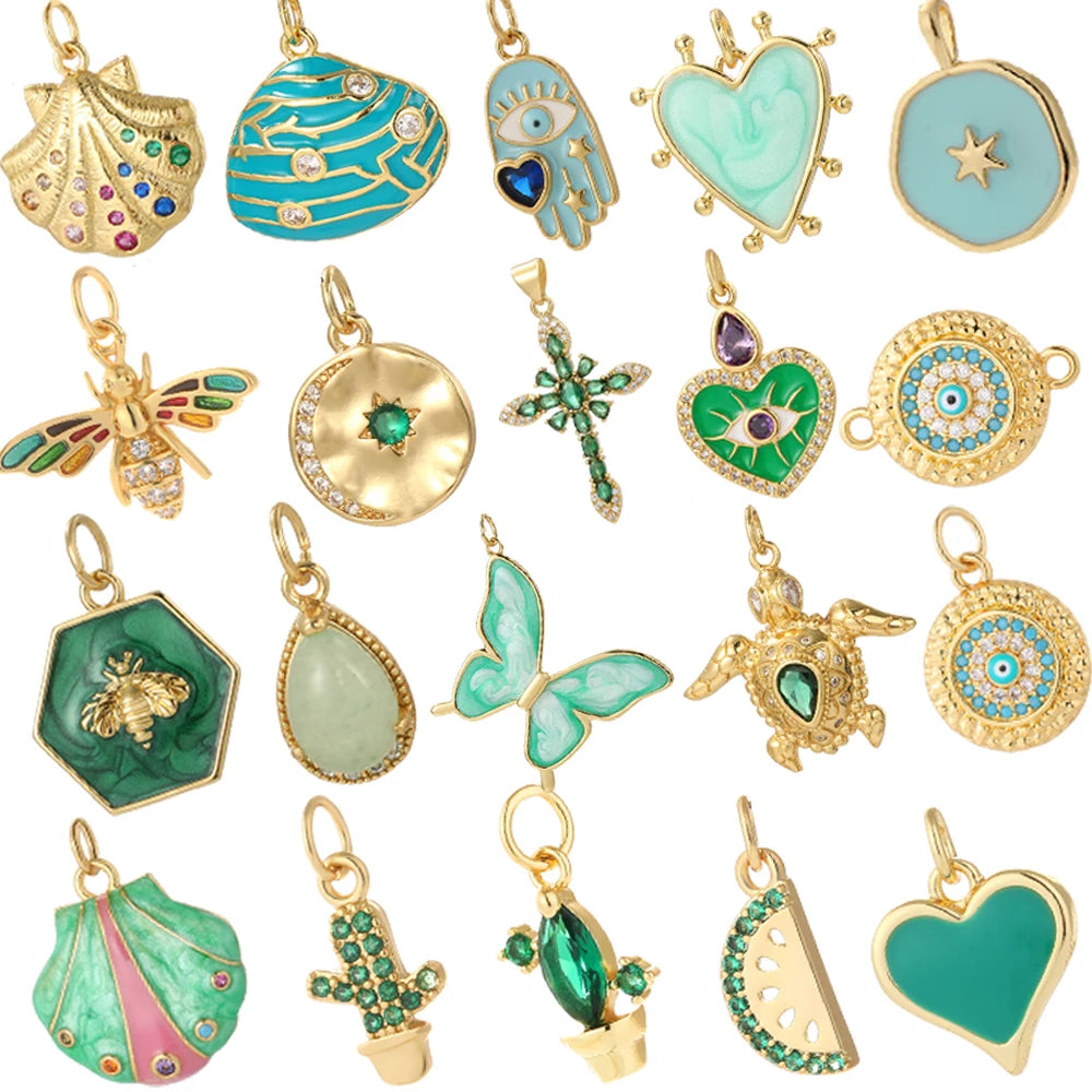 Green Charms Jewellery Making Supplies Necklace Bracelet Pendant Charms