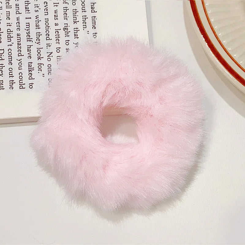 Dopamine Colour Fluffy Scrunchie Hair Bands Ponytail Holder Hair Accessories