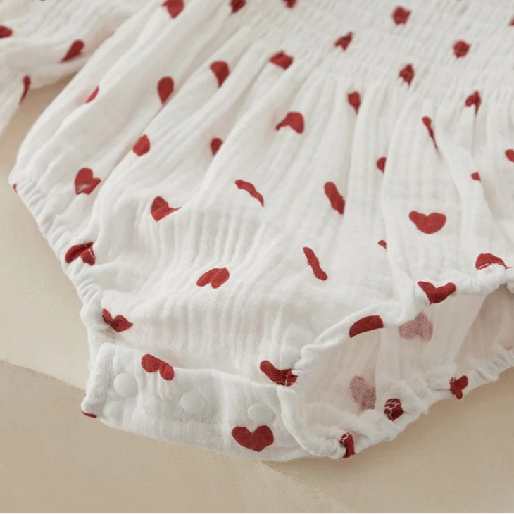 Valentines Day Easter St Patricks Christmas Baby Girls Heart Print Romper with Headband